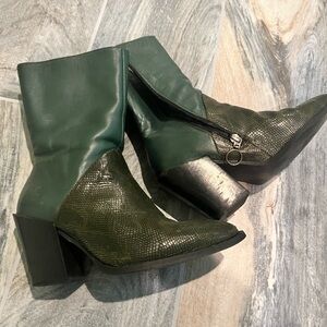 fluevog entrance—room 203 mid-calf snake-embossed boots